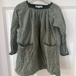 CARAMEL girls cotton Dress green & ivory 4